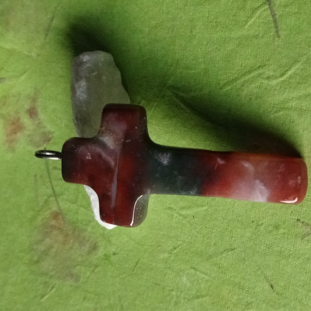 Brown Red Rutilated Quartz Cross Pendant - Picture 3 of 5